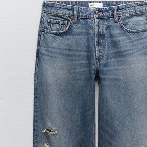 Zara Mid-Rise Wide Straight Jeans